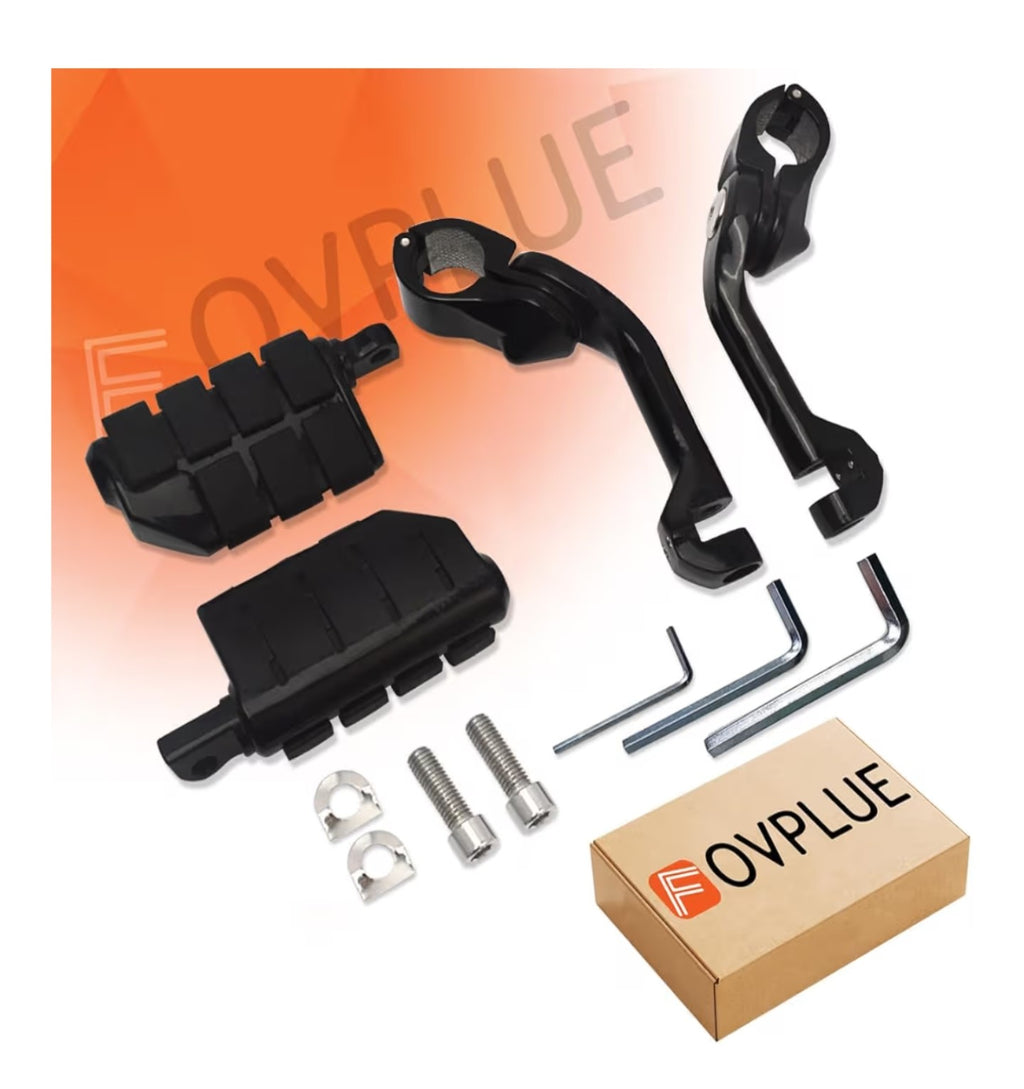 FOVPLUE 1.25" Highway Footpegs,Long Angled Adjustable Highway Pegs