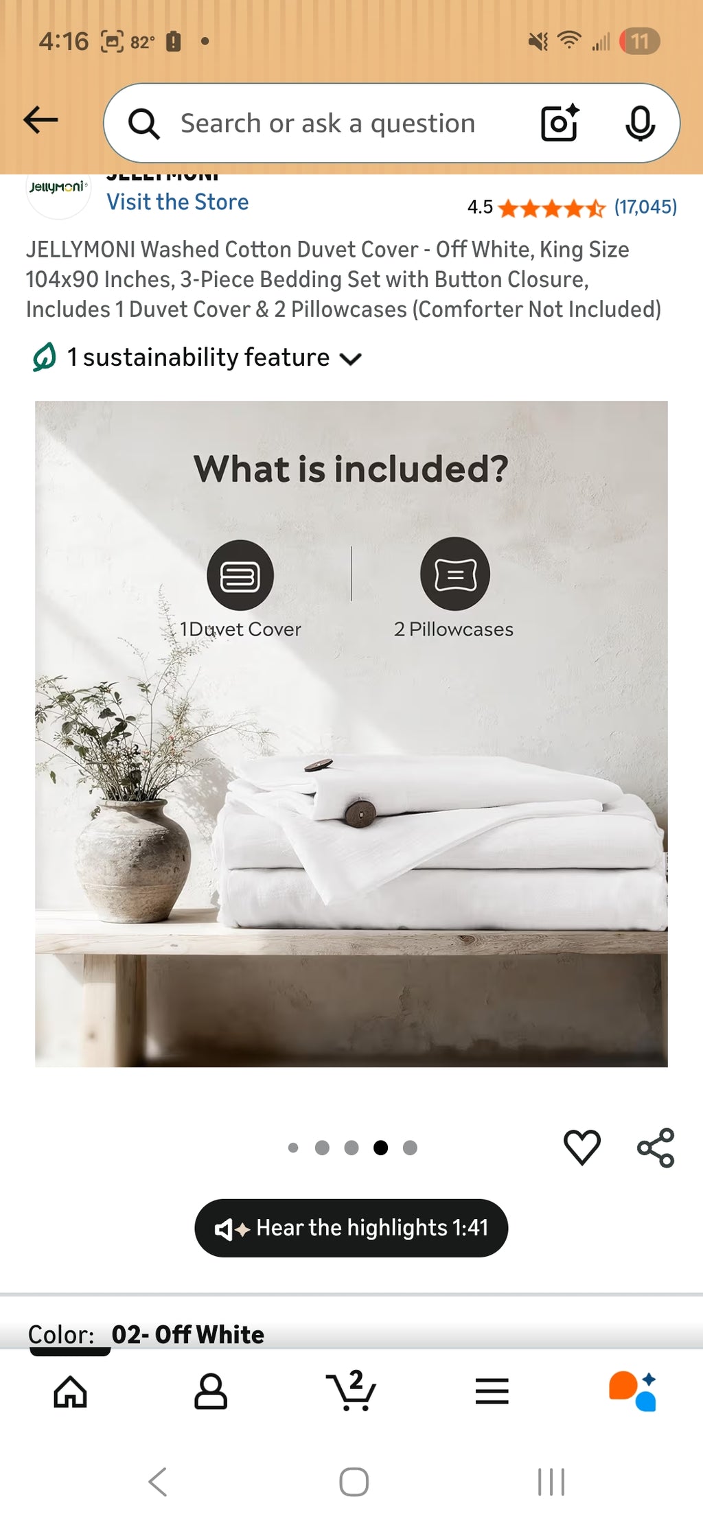 Jellymoni King Size Duvet Cover with 2 Pillow Cases (White)
