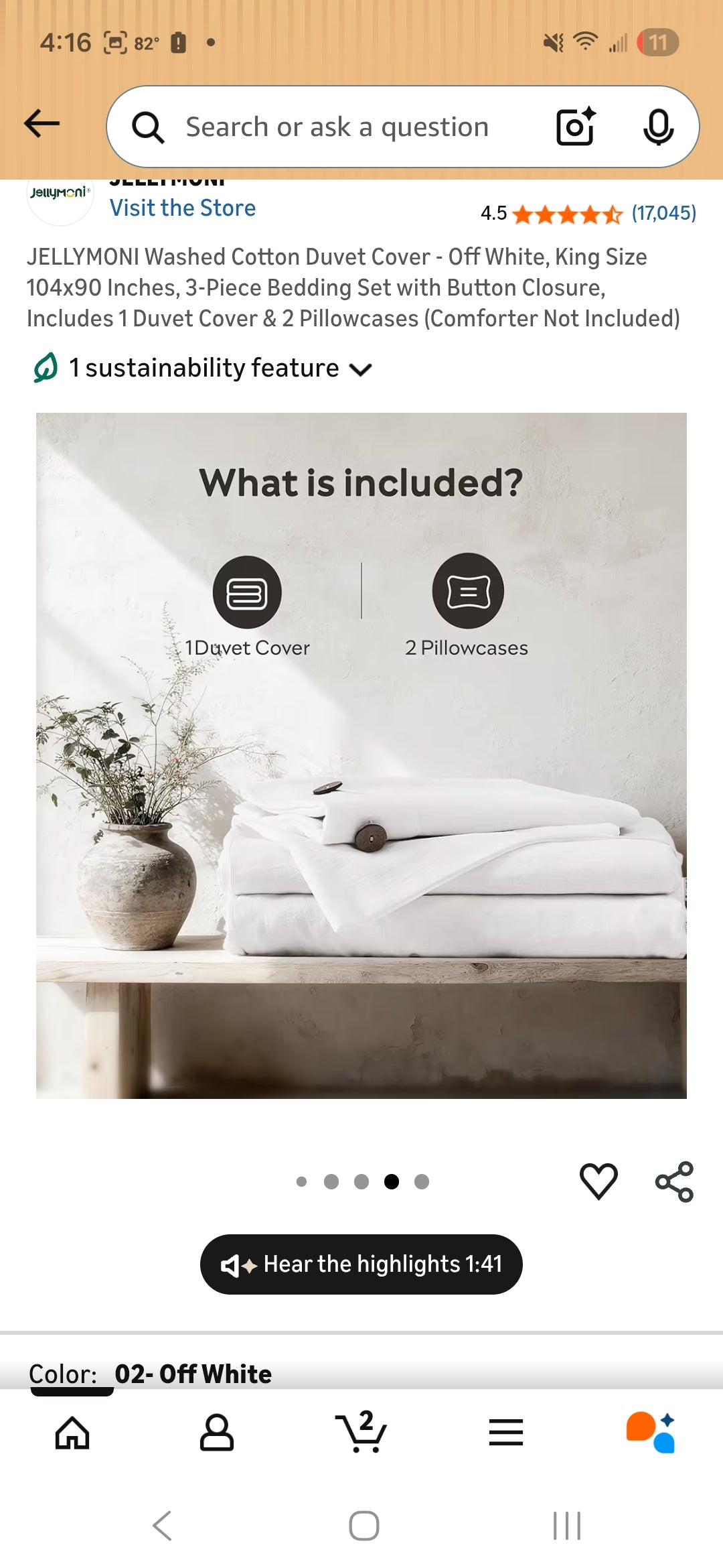 Jellymoni King Size Duvet Cover with 2 Pillow Cases (White)