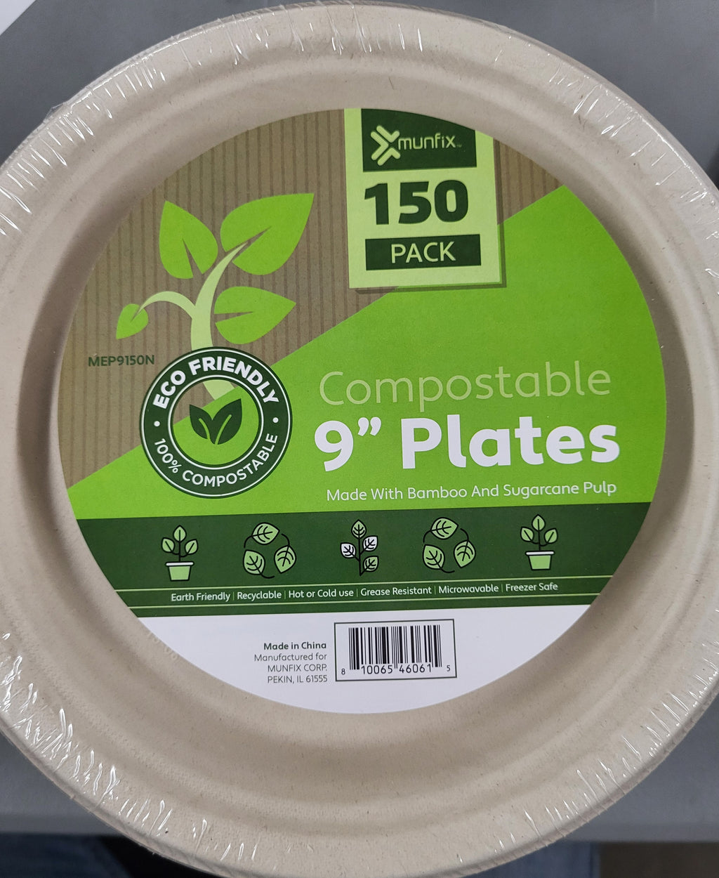 Munfix 9in compostable Plates 150 pack
