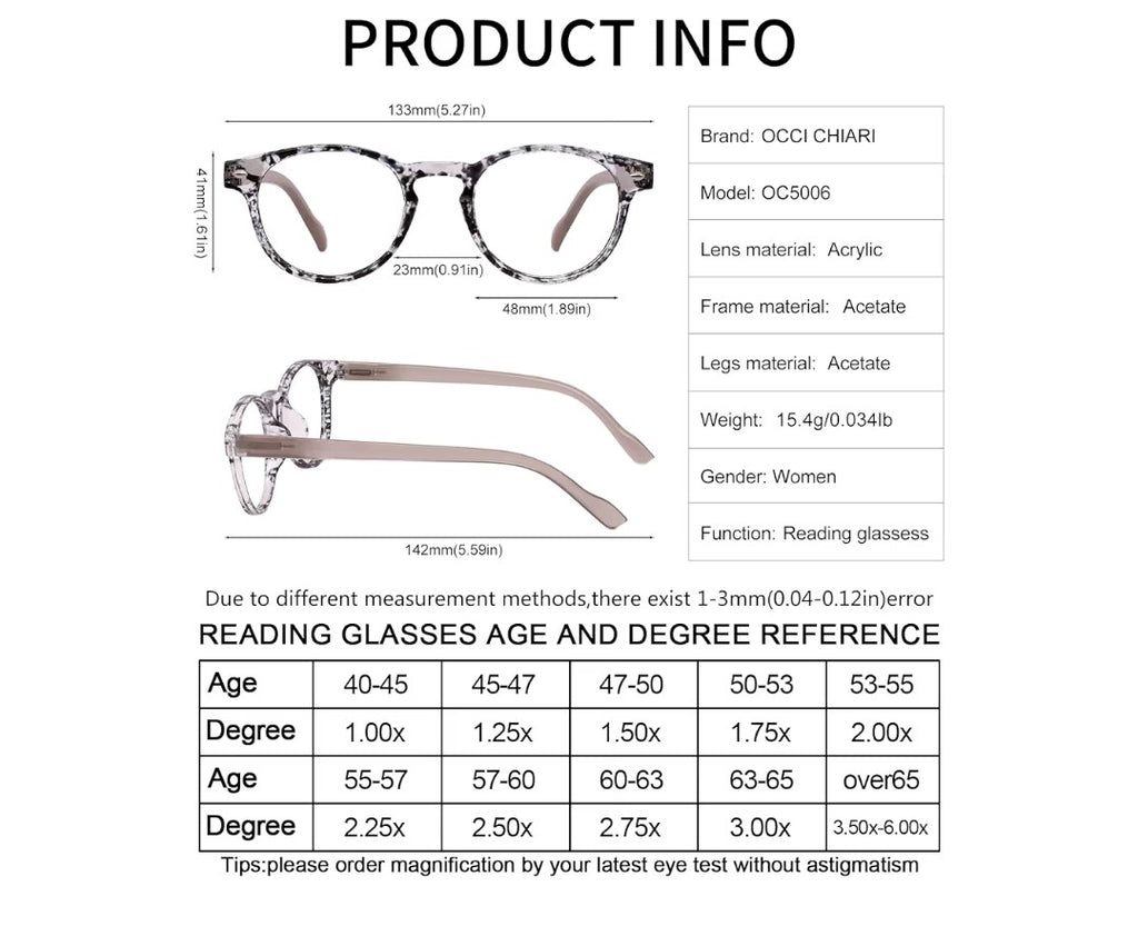 Occi Chiari Round Readers (+2.50 Magnification)