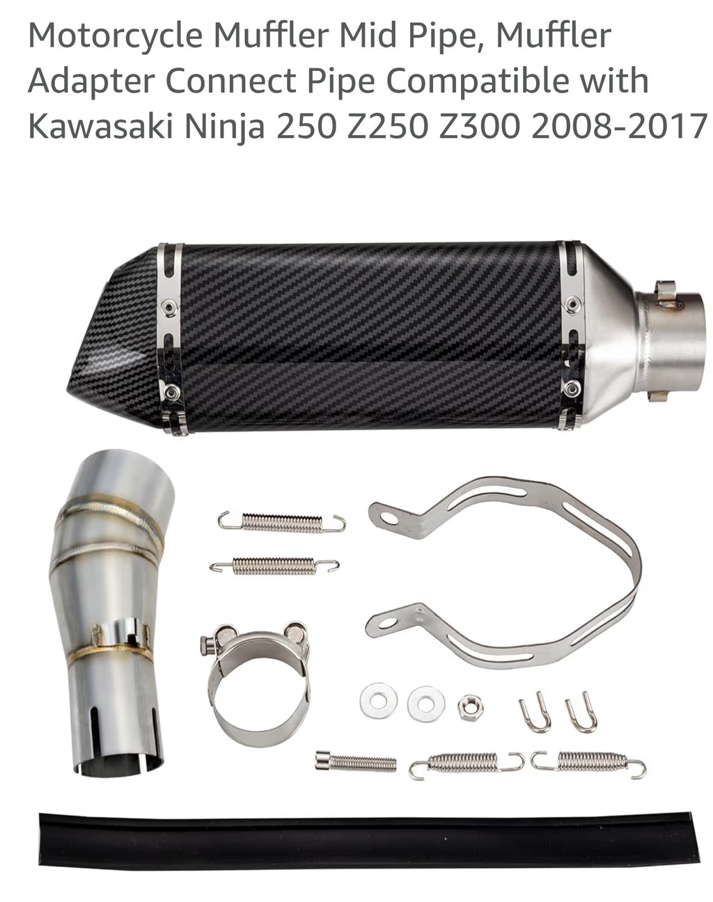 Motorcycle Muffler Mid Pipe, Muffler Adapter Connect Pipe Compatible with Kawasaki Ninja 250 Z250 Z300
