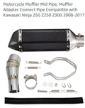 Motorcycle Muffler Mid Pipe, Muffler Adapter Connect Pipe Compatible with Kawasaki Ninja 250 Z250 Z300