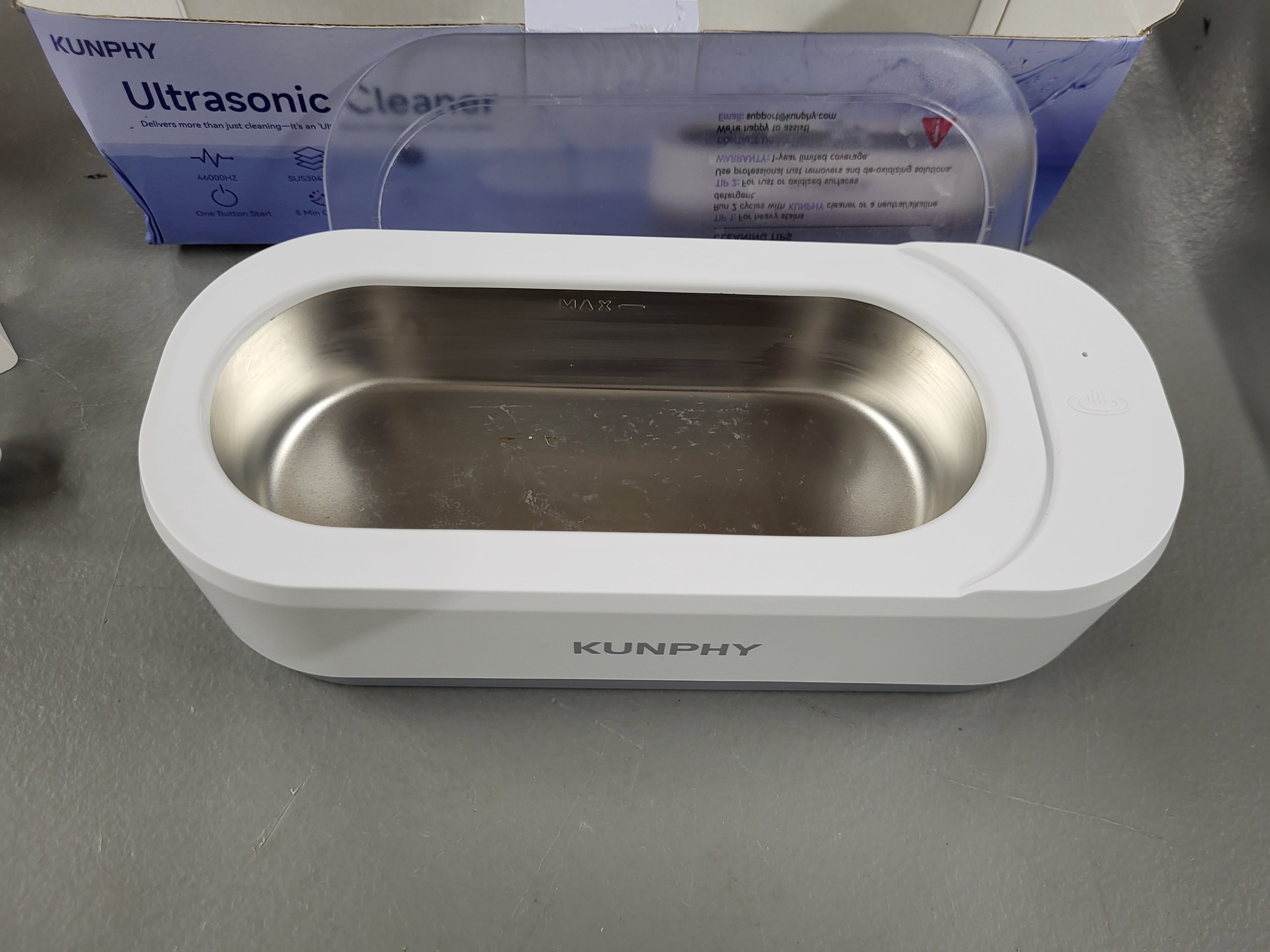 KUNPHY Jewelry Cleaner, 46KHZ, 12OZ Capacity, Ultrasonic Jewelry Cleaner with 50ml Solution, One-Touch Operation, Professional Ultrasonic Cleaner Idea for Silver, Gold Jewelry, Glasses, Rings, Diamond