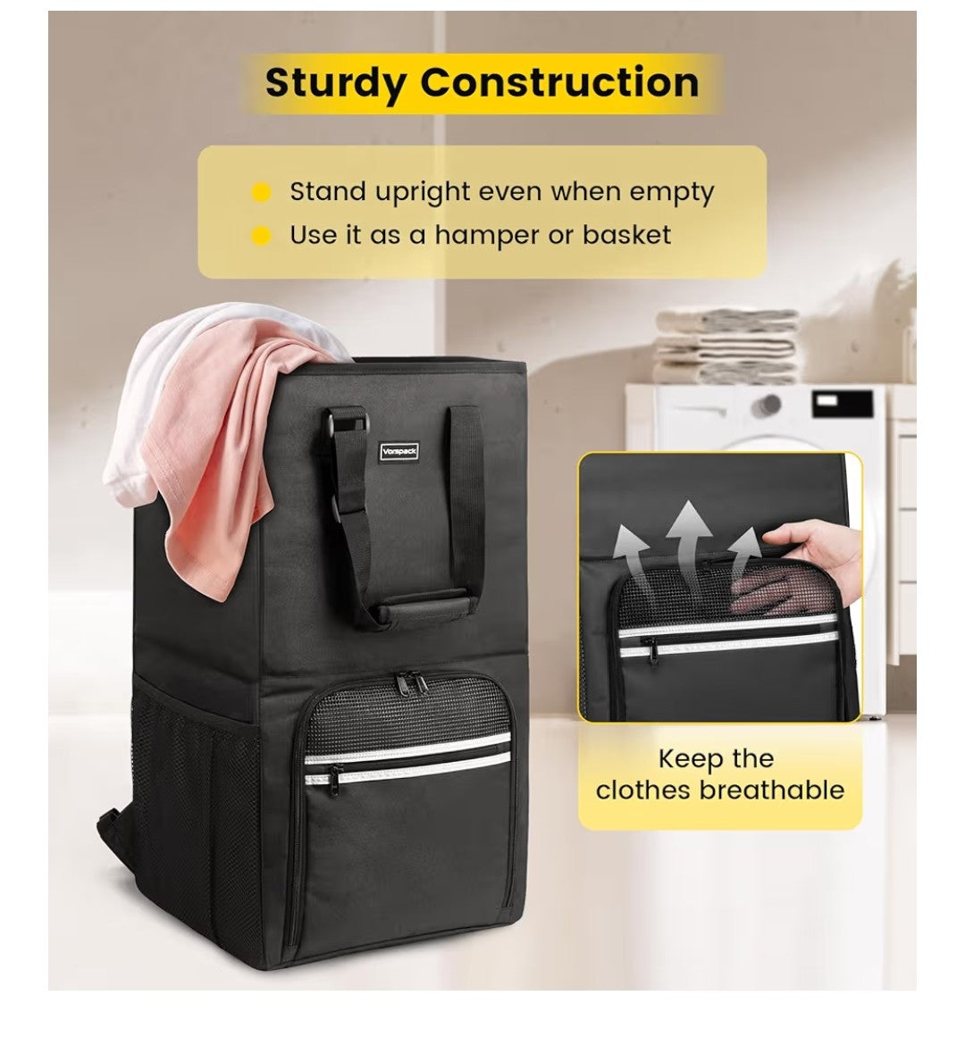 Vorspack Laundry Bag Backpack 90L (Black)