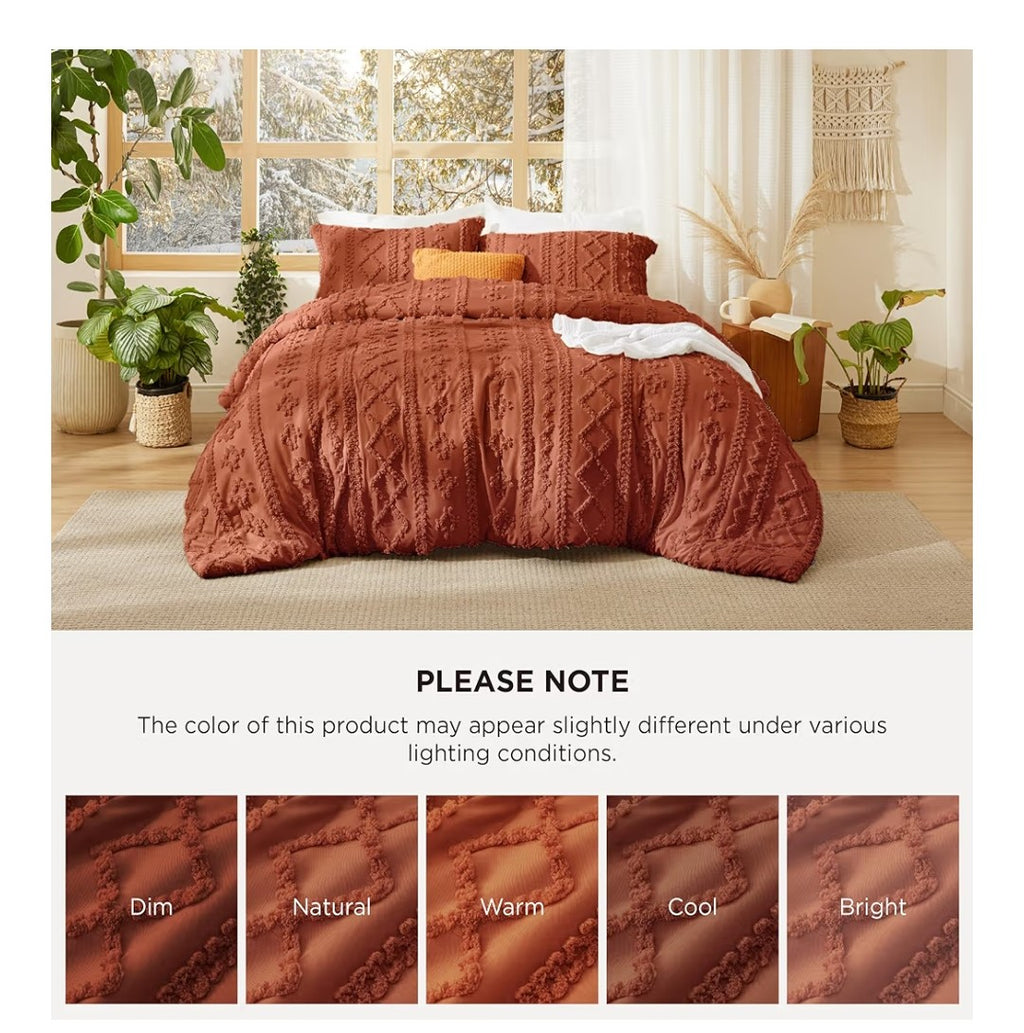 Bedsure 3pcs Queen Size Comforter Set (Terracotta)