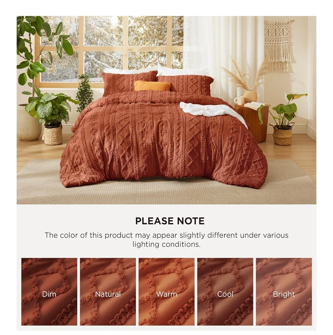 Bedsure 3pcs Queen Size Comforter Set (Terracotta)