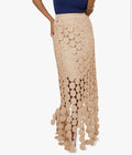 Boho Fringe Hem Maxi Skirt (Small)