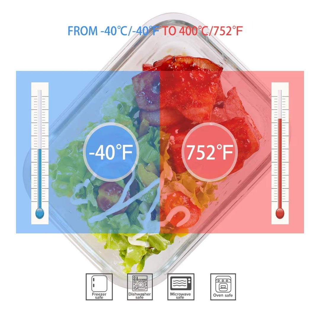 Glass Food Storage Containers 9 Containers and 9 Lids