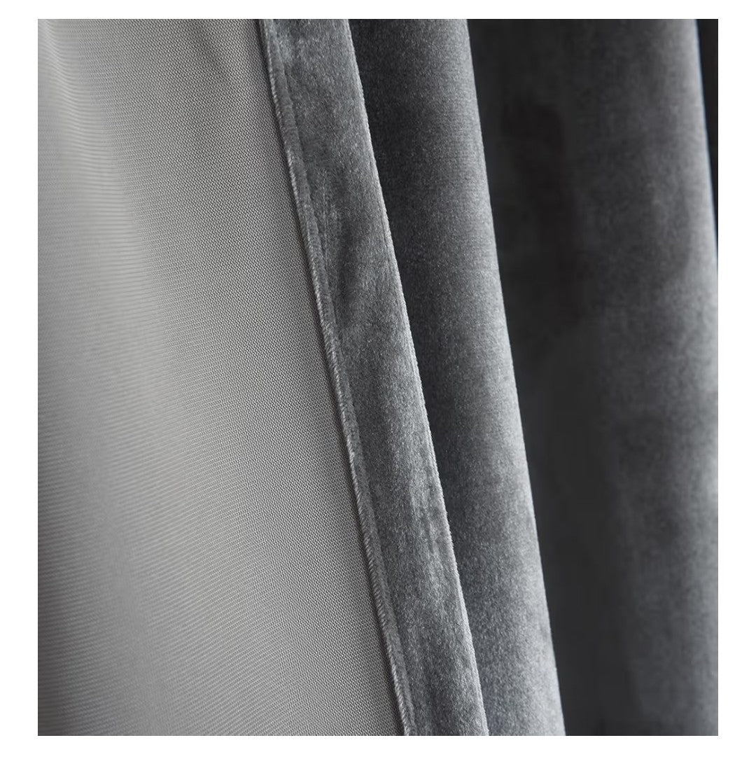 Velvet Blackout Curtains 2 Pannels 52x120in (Silver)