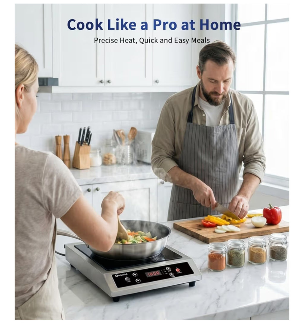 Stainless Steel Induction Cooktop, Professional-Grade.