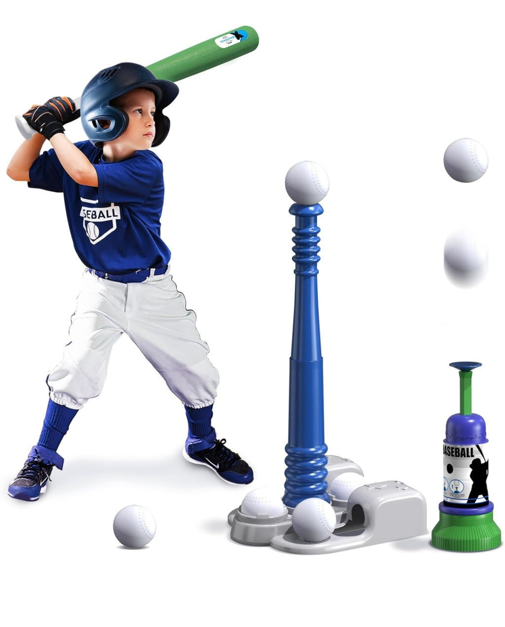 QDRAGON 2 in 1 T Ball Sets for Kids 3-5 5-8, Tee Ball Set