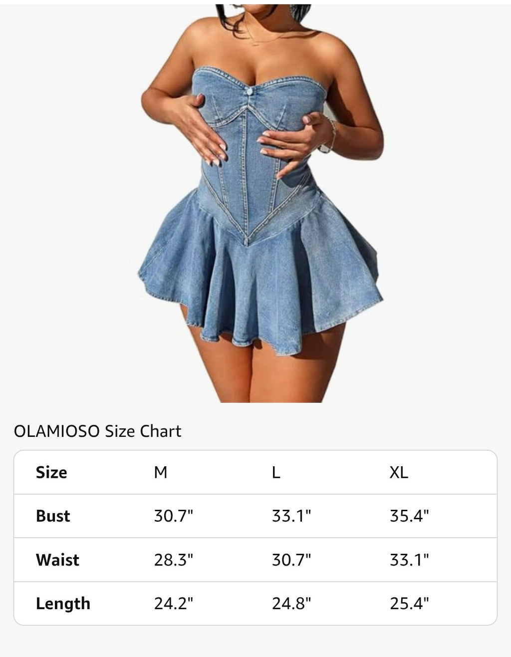 Strapless Mini Denim Jean Dress (Size XL)