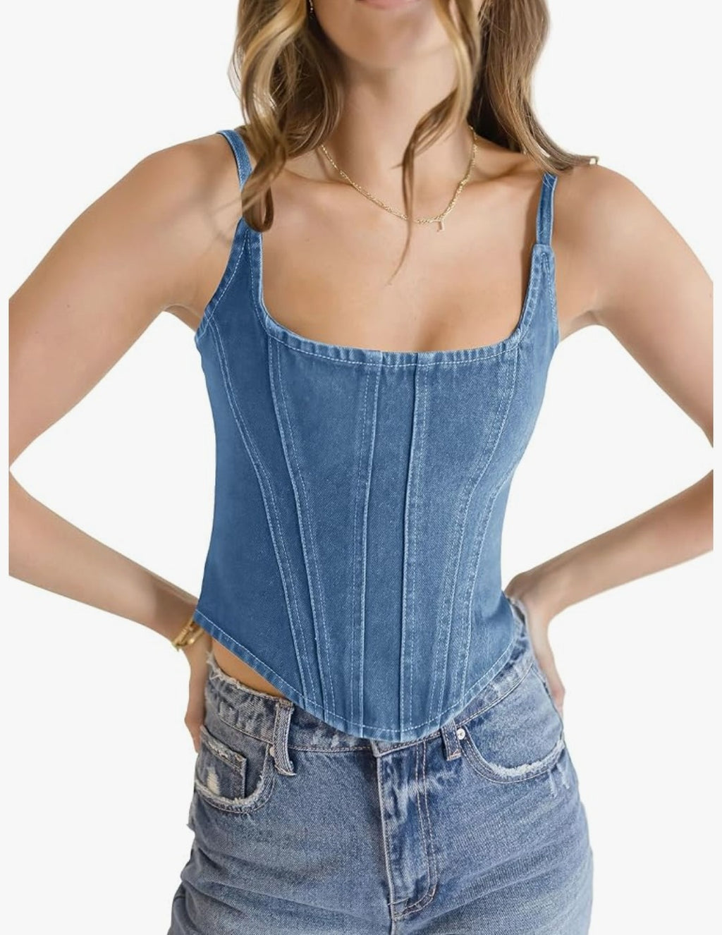 Denim Corset Tank Top (Small)