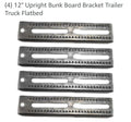 (4) 12" Upright Bunk Board Bracket Trailer Truck Flatbed