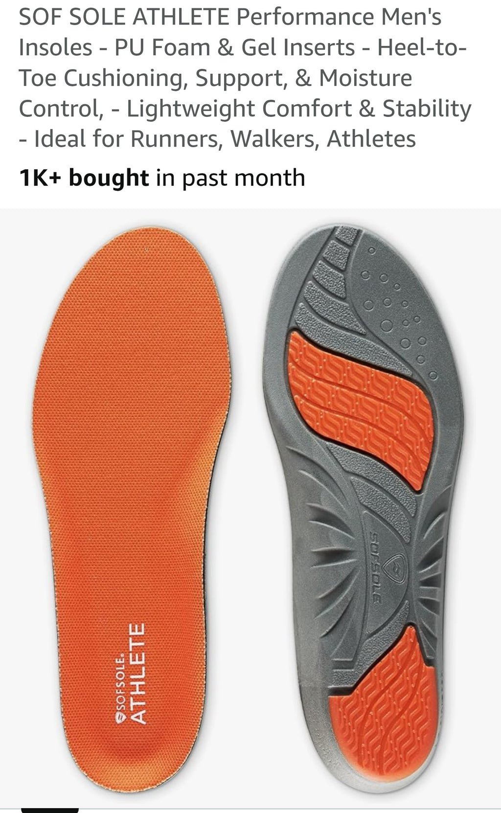 SOF SOLE ATHLETE Performance Men's Insoles