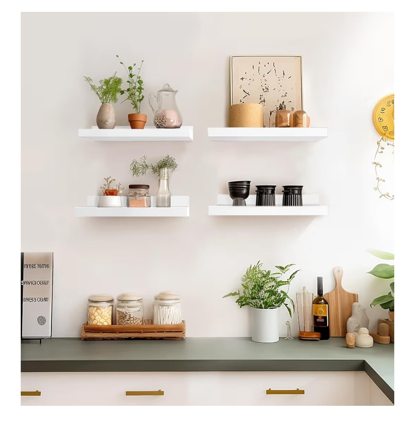 LaVie Home Floating Shelves for Wall Storage Set of 4, 15.6 Inch Picture Ledge Shelf.