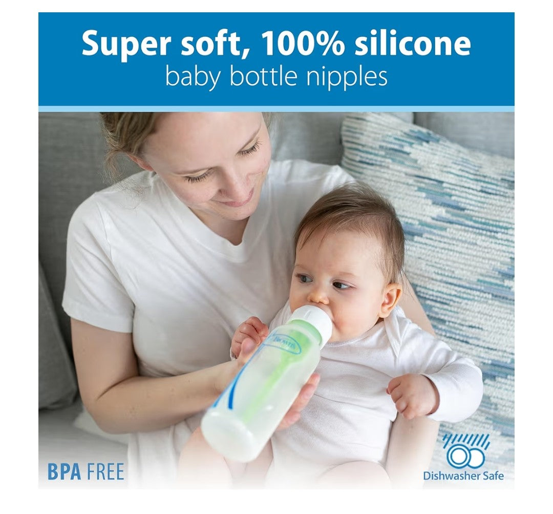 Dr. Brown's Anti-Colic Options+ Narrow Glass Baby Bottle with Level 1 Slow Flow Nipple, BPA-Free, 4 oz/120mL, 4-Pack