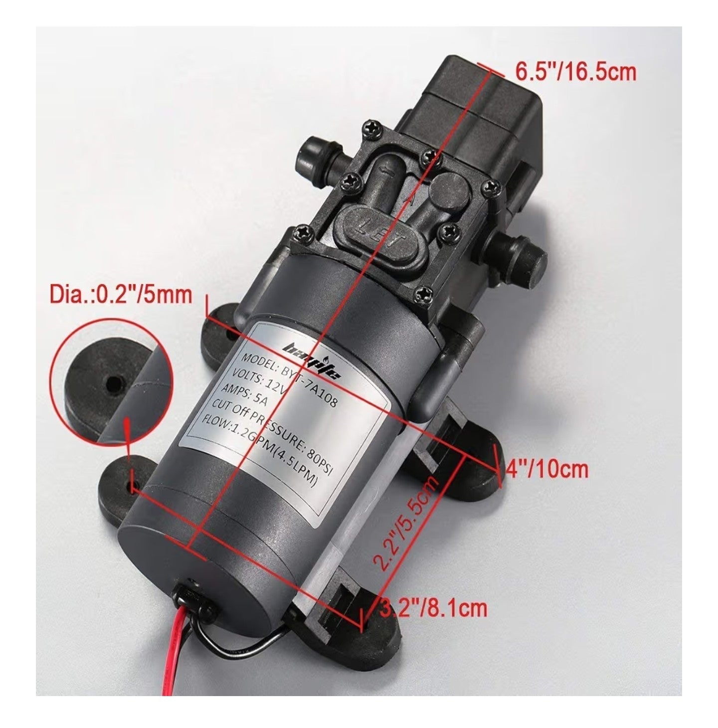 12V DC Water Transfer Pump with 2 Hose Clamps.