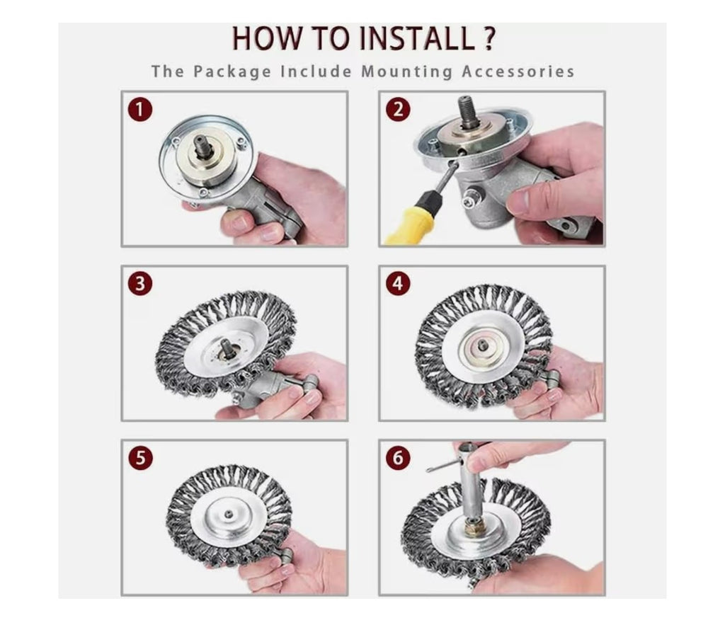 10 inch Steel Wire Wheel Brush Grass Trimmer Head Weed Cleaning Garden Cutter