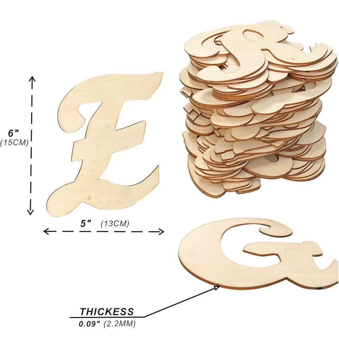 6in Wooden Letters Unfinished 86 Pieces
