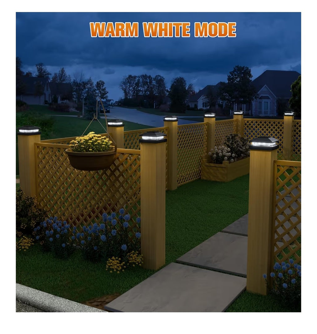 Solar Post Cap Lights for 4x4 Posts 8 pack (Black)