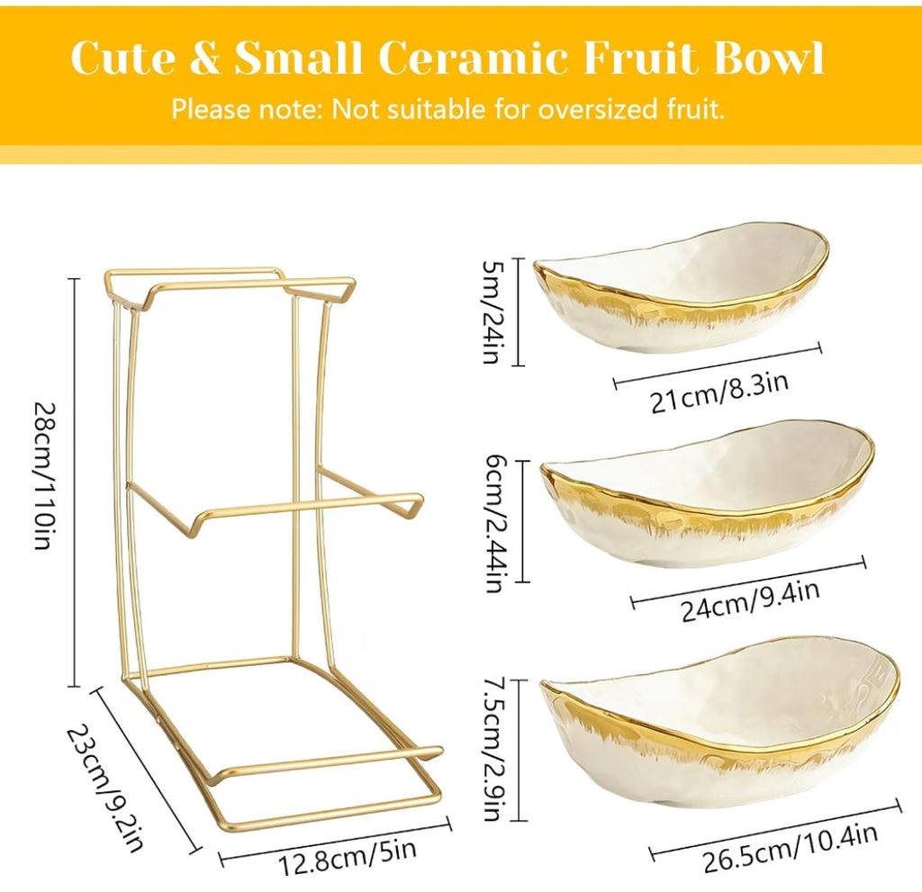 YYW 3 Tier Ceramic Fruit Bowl