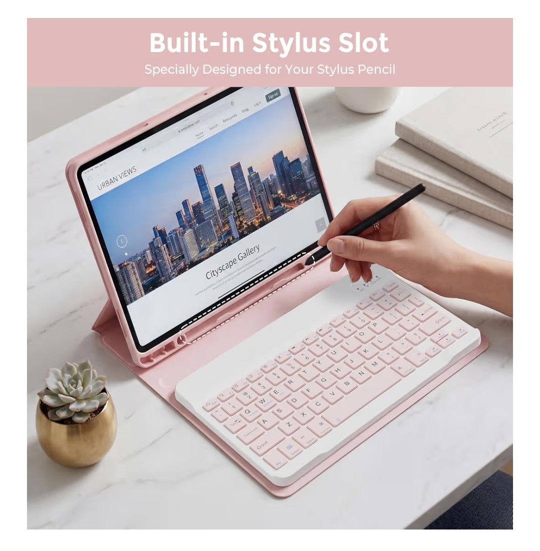 Wireless Keyboard Case & Mouse Combo Samsung Galaxy Tab S10, S9, S8 (Pink)