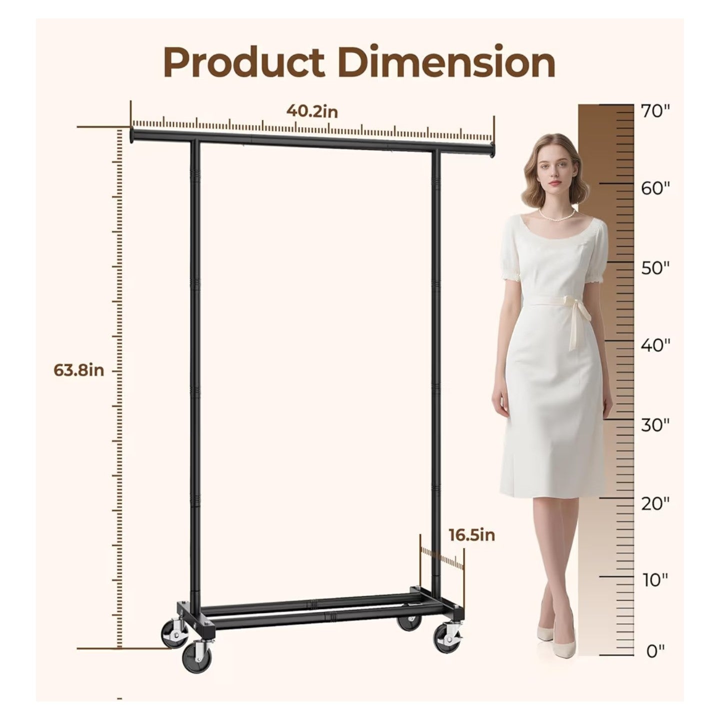 HYSEYY Clothes Rack, Clothing Rack for Hanging Clothes, Rolling Garment.