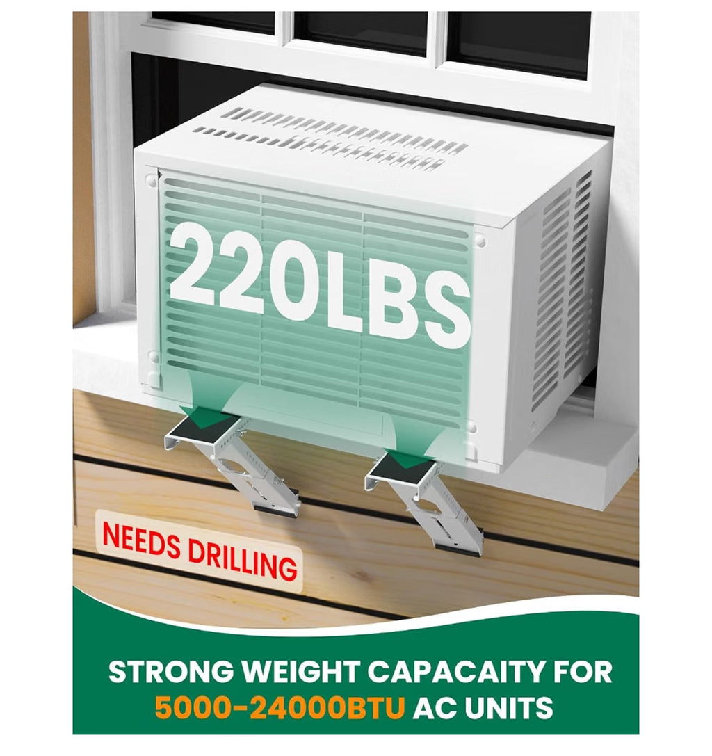 Window Air Conditioner Support Bracket: Heavy Duty Window AC Bracket with 2 Arms.