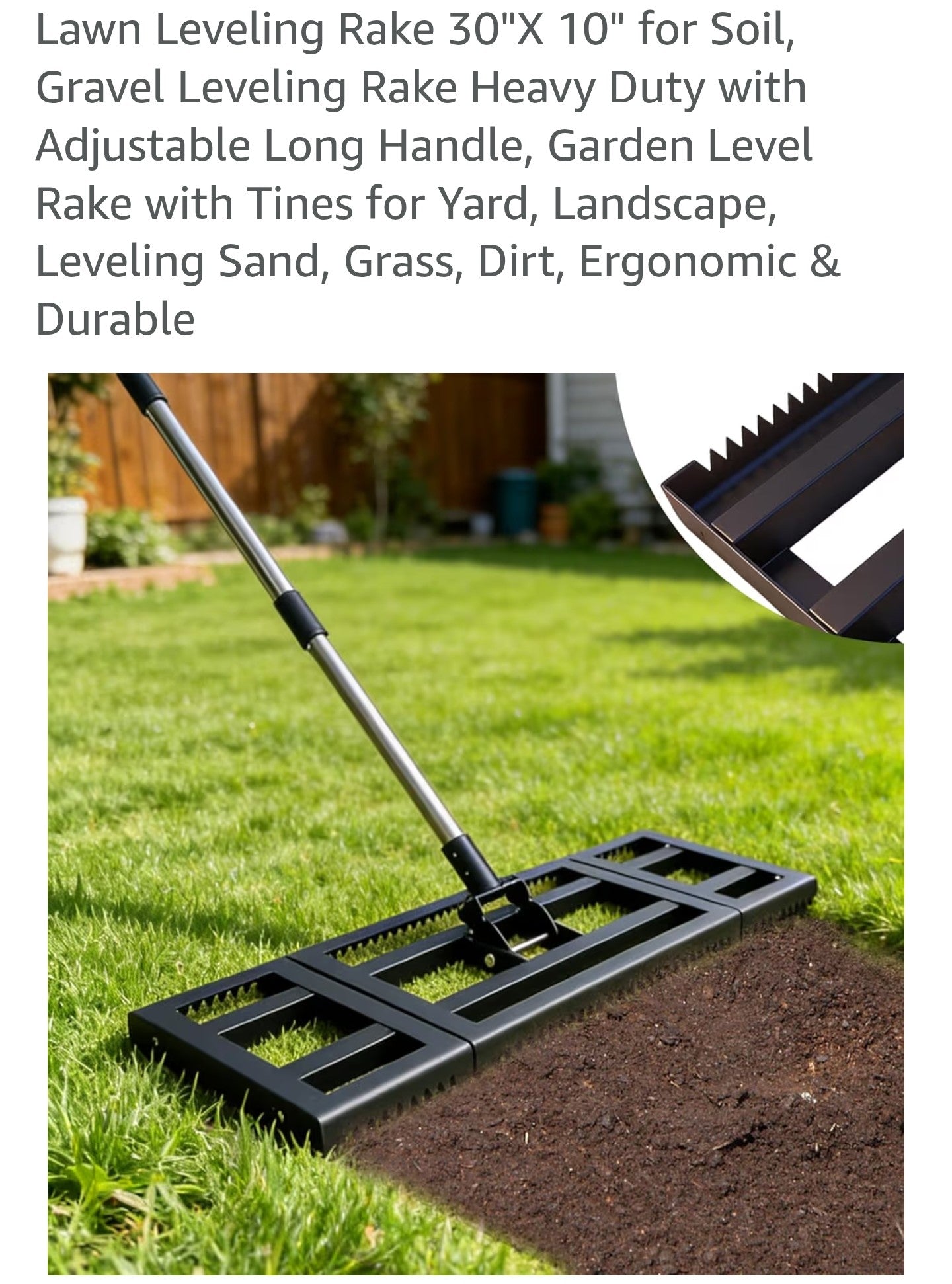 Lawn Leveling Rake 30"X 10" for Soil, Gravel Leveling