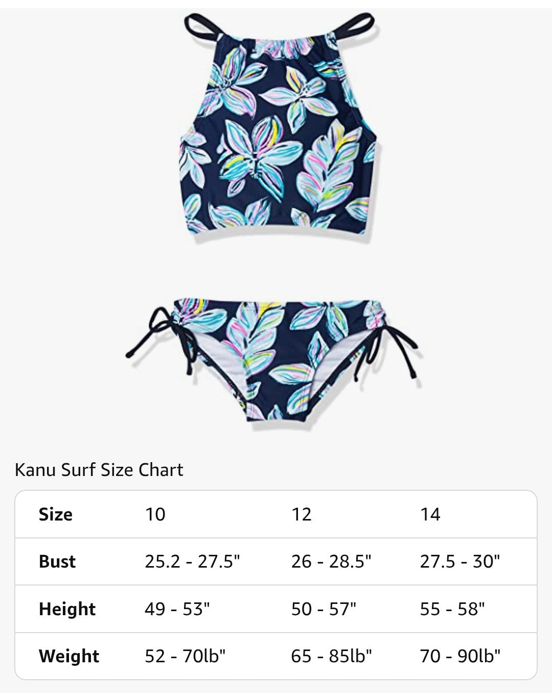 Kanu Surf Girls Halter Tankini 2-piece Swimsuit (Size 12)