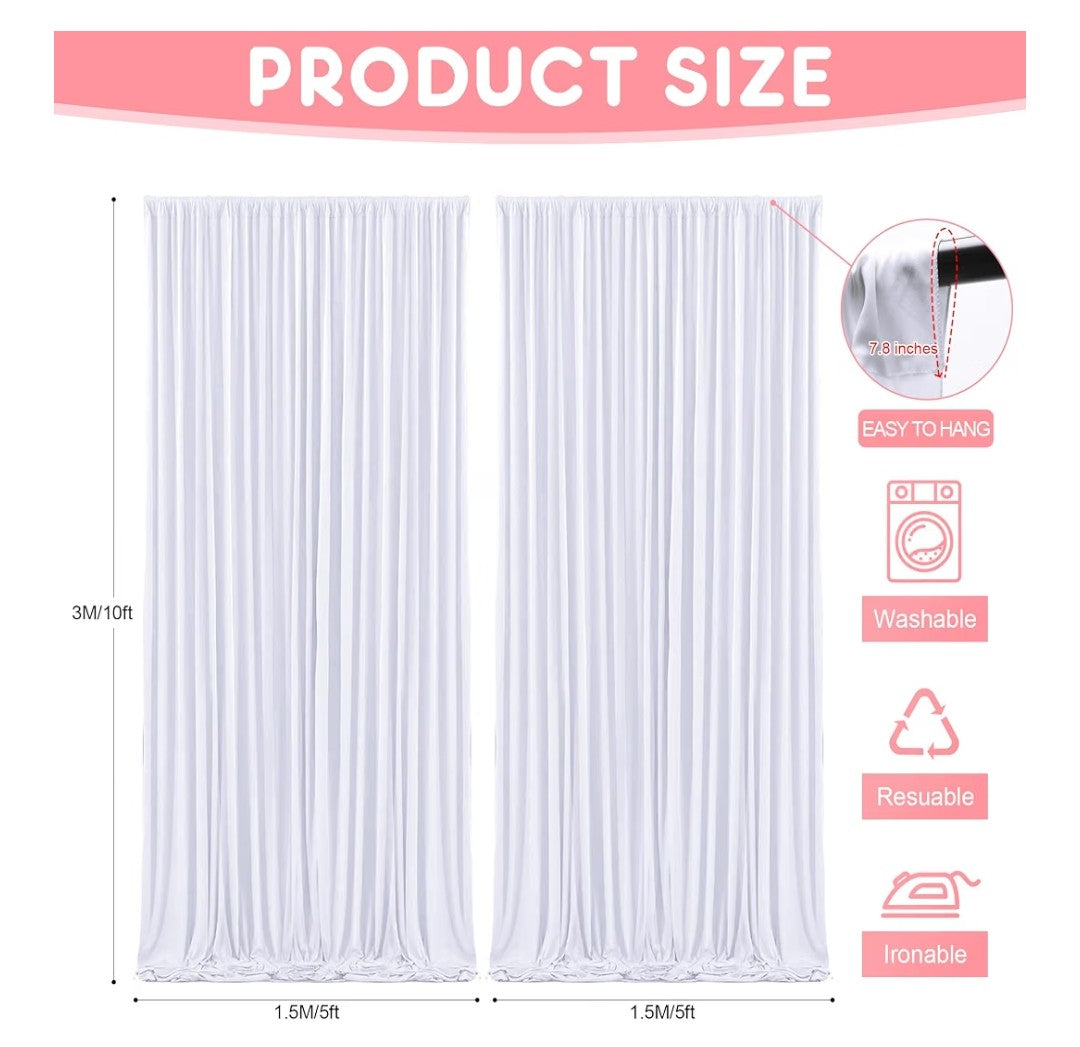 White Backdrop Curtains 5ft x 10ft (2pack)