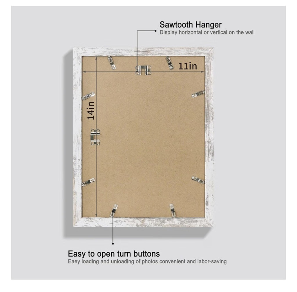 Distressed White Wood Picture Frames 11x14 (4 pack)