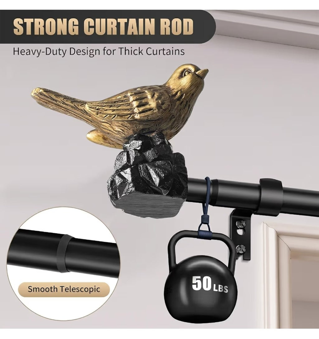 Kveeo Vintage Gold Curtain Rod with Bird Ends (48-90in)