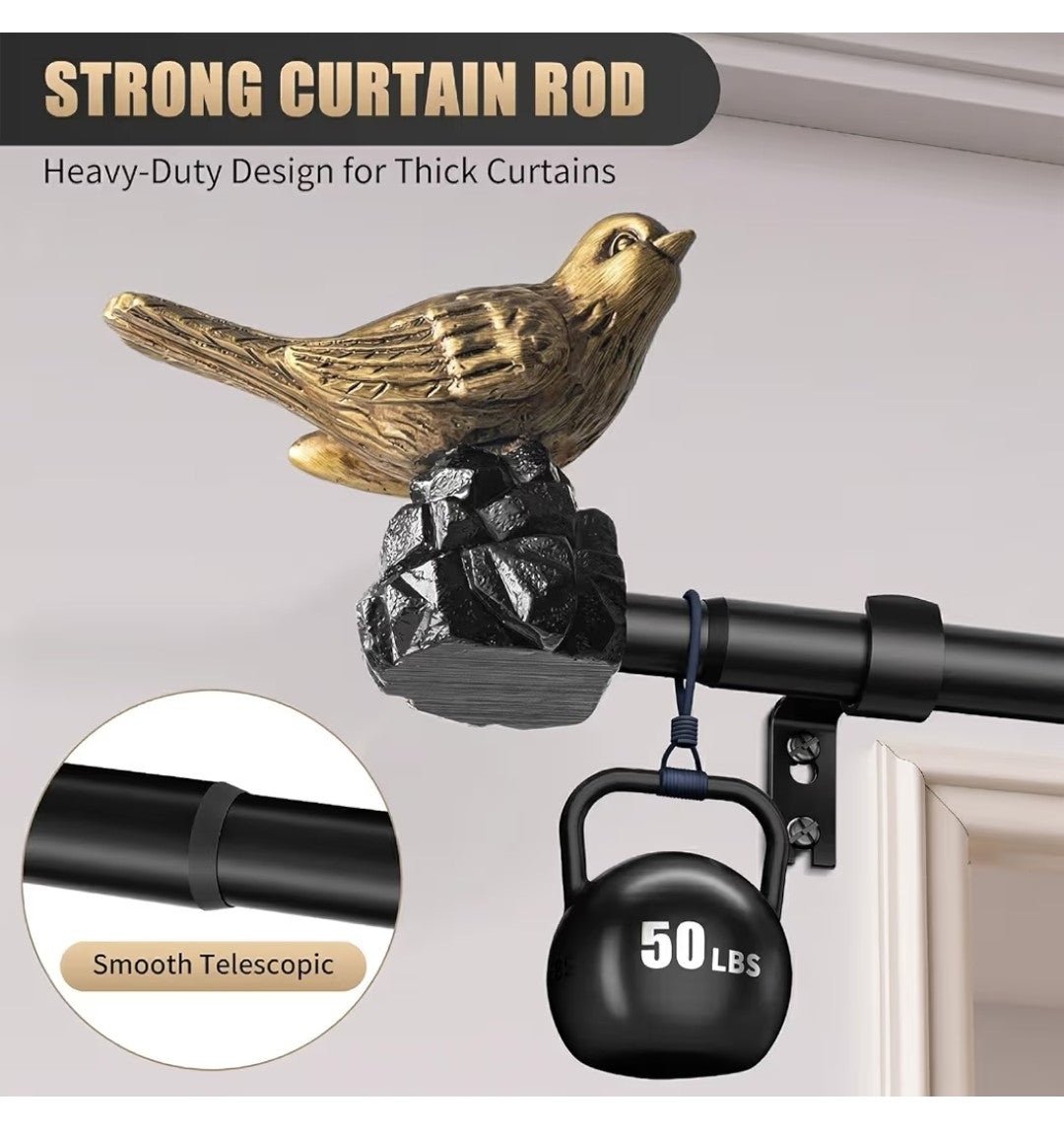 Kveeo Vintage Gold Curtain Rod with Bird Ends (48-90in)