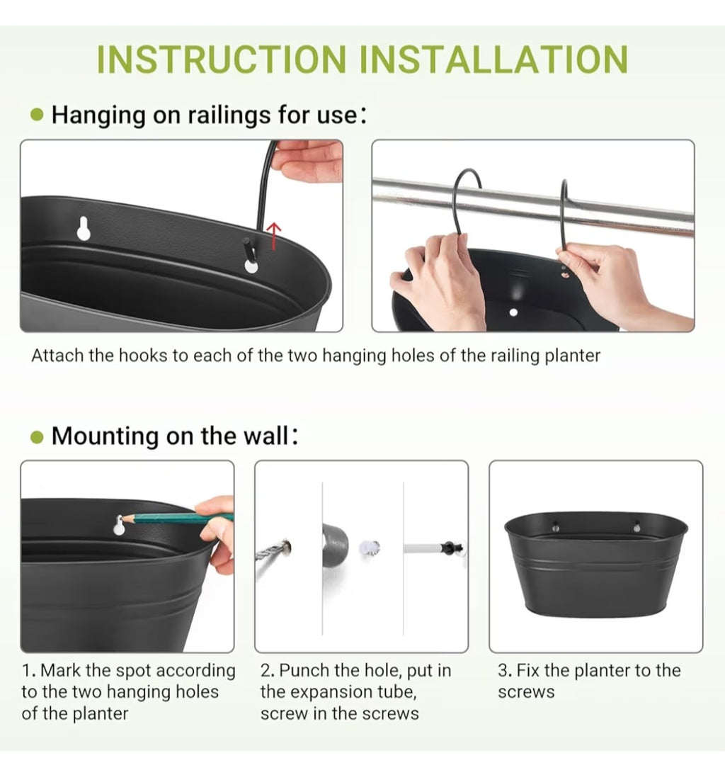 Hanging Flower Pots for Railing Fence 3 pieces