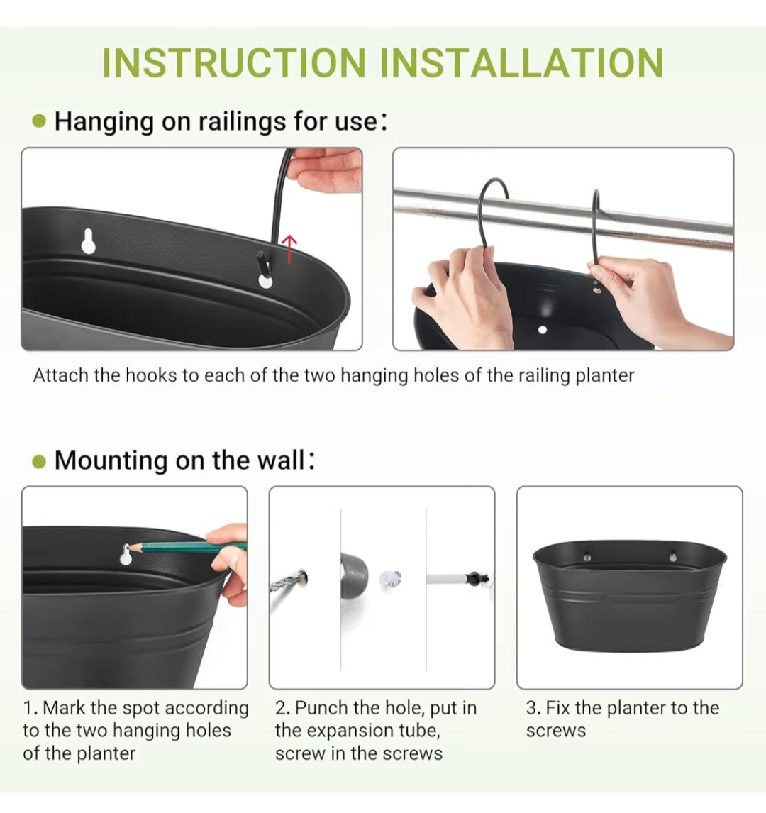 Hanging Flower Pots for Railing Fence 3 pieces