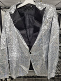 Silver Sequin Suit Jacket (XL)