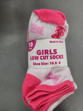 Girls Low Cut Socks, 10 Pairs (Shoe Size 10.5-4)