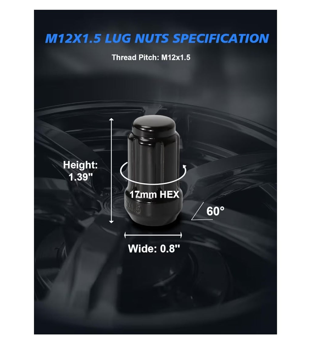 Tagmore M12x1.5 Spine Lug Nuts (20 Count w Lug Tool)