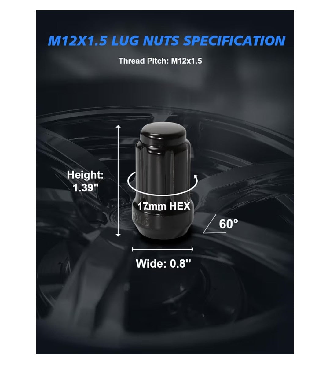 Tagmore M12x1.5 Spine Lug Nuts (20 Count w Lug Tool)