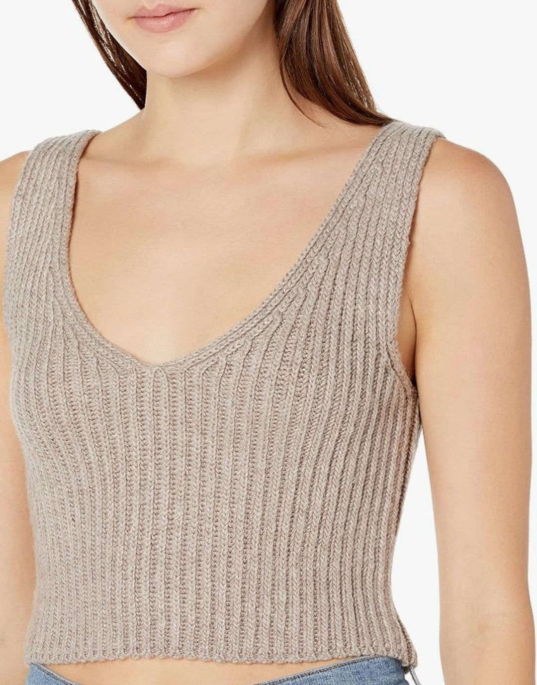 Knitt3d V-Neck Cropped Sweater Tank (XS)