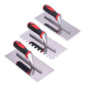 Stainless Steel Square Notched Trowel Set - 3 Piece Kit (5/32", 5/16", 1/2" Notch Sizes)
