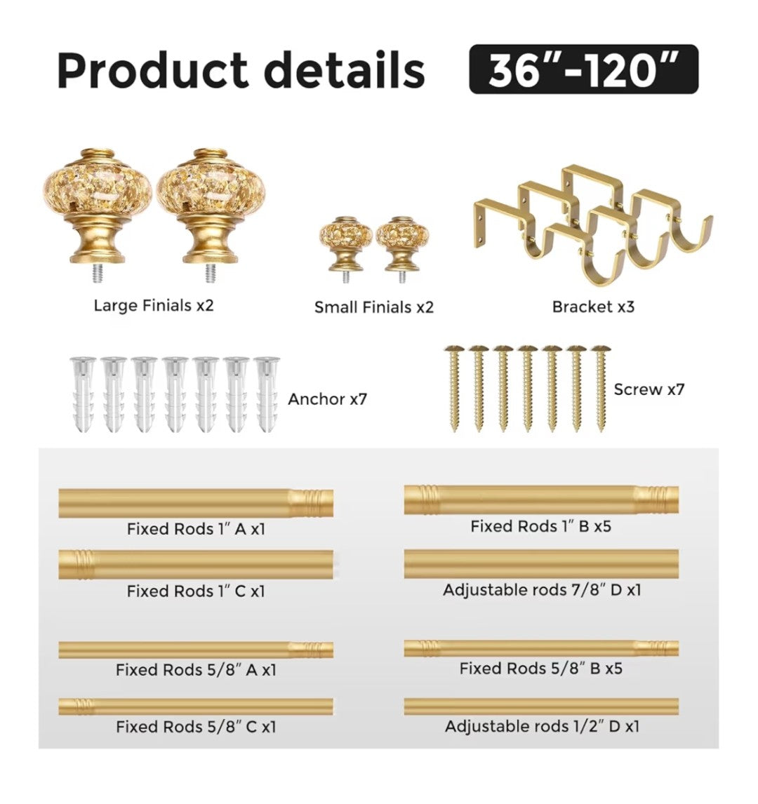 Wolistsa Gold Curtain Rods