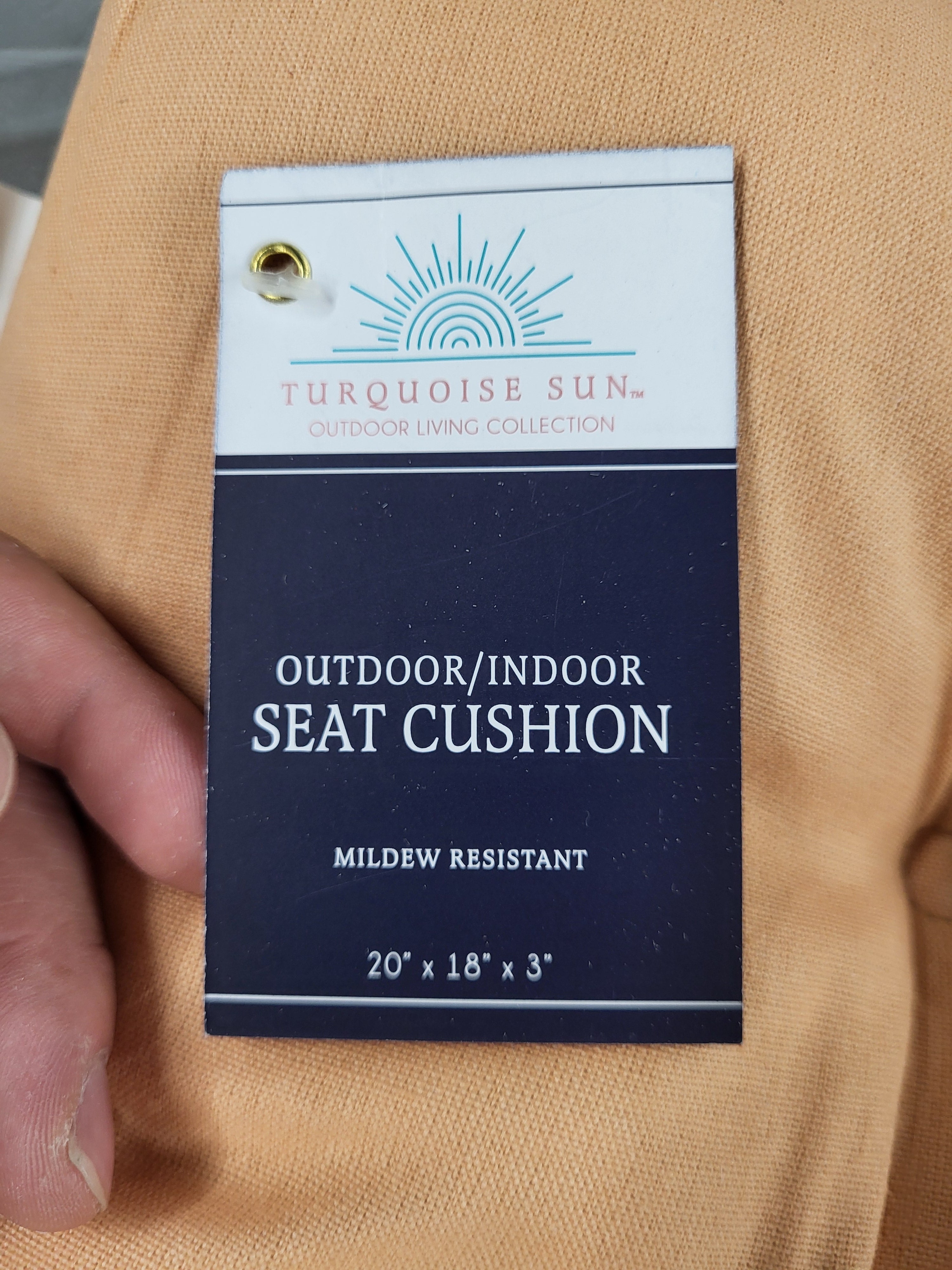 Turquoise Sun Outdoor/Indoor Seat Cushion 20in x 18in x 3in