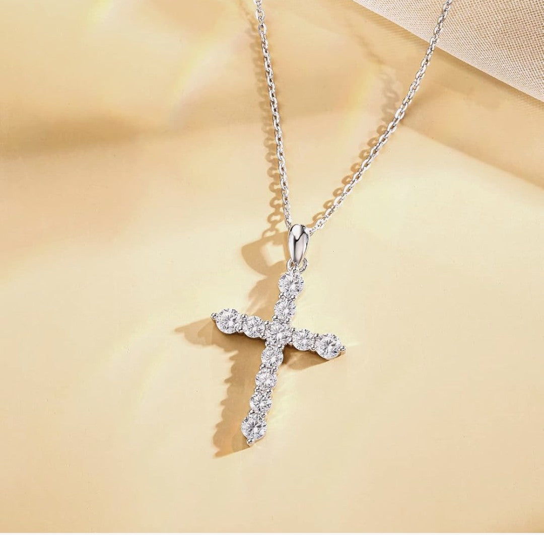 ZhenCai Cross Necklace S925 and Cubic Zirconia