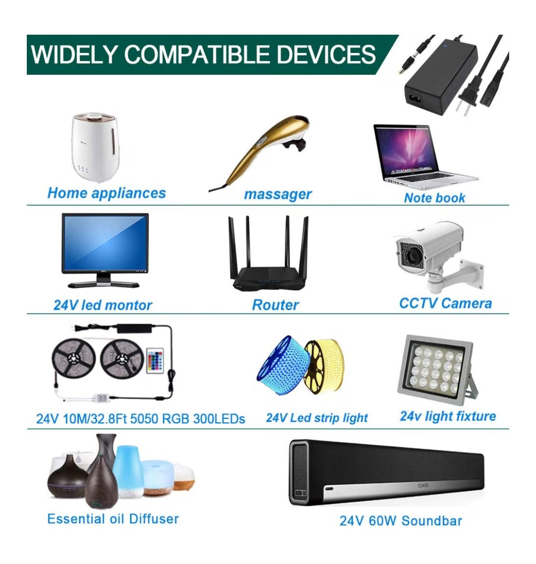 24V 2.5Amp Power Supply Adapter