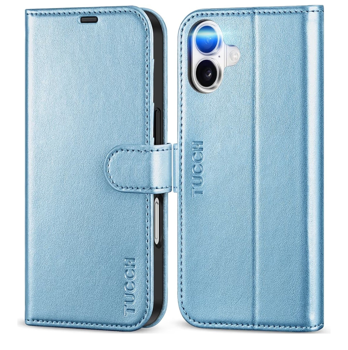TUCCH Case Wallet for iPhone 16 5G, [RFID Blocking] 4 Card Holder Stand [Shockproof.