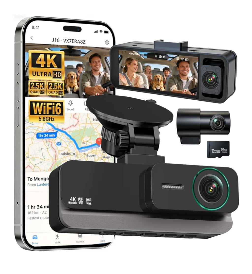Nymzview 4K 3-Channel Wi-Fi Dash Cam